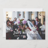 Gewoon gehuwde typemachine tantaarnbrutfotokaart aankondiging (Voorkant)