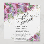 Gewoon gehuwde Typografie Wildflower Gold Confetti Kaart (Voorkant / Achterkant)