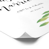 Gewoon gehuwde Waterverf groene bladeren trouwbord Poster (Hoek)