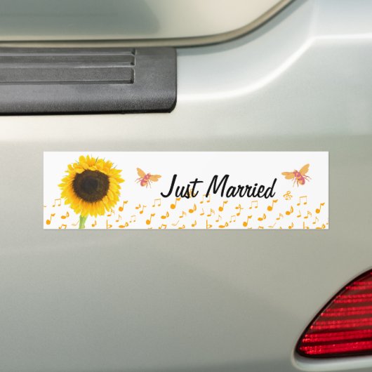 Gewoon gehuwde zonnebloem Bumble Bee BumperSticker (Op auto)