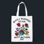 Gewoon geïnspireerd door je Happy Mothers Day herb Boodschappentas<br><div class="desc">Een elegante herbruikbare boodschappentas perfect voor alle moederfiguren. Of ze nu boodschappen,  boeken of dagelijkse benodigdheden bij zich heeft,  deze tas zal haar herinneren aan je genegenheid elke keer dat ze het gebruikt. Ik creëerde deze prachtige waterkleur rozen met behulp van AI.</div>