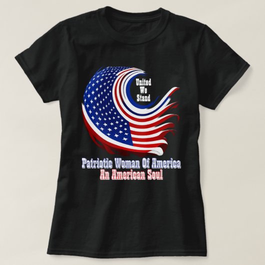 Gewoon Geïnspireerde Patriottische Vrouw van Ameri T-shirt (Design voorkant)