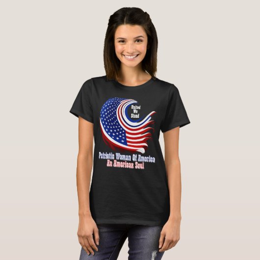 Gewoon Geïnspireerde Patriottische Vrouw van Ameri T-shirt (Voorkant volledig)