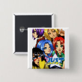 gewoon gek vierkante button 5,1 cm (Voorkant /achterkant)