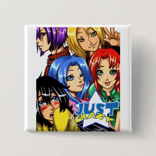 gewoon gek vierkante button 5,1 cm (Voorkant)