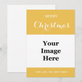 Gewoon gele familiefoto vrolijk kerstfeest feestdagenkaart (Voorkant / Achterkant)