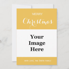 Gewoon gele familiefoto vrolijk kerstfeest feestdagenkaart