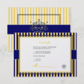 Gewoon gele + marinesblauwe strepen rsvp-uitnodigi RSVP kaartje (Voorkant / Achterkant)