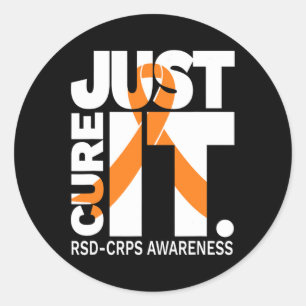 Gewoon genezen RSD CRPS Bewustzijnslint Witte teks Ronde Sticker