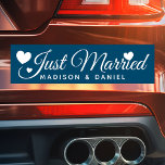 Gewoon gepersonaliseerde Pas getrouwd bruiloft voo Automagneet<br><div class="desc">Gewoon gehuwde Pas getrouwd voor persoonlijke naam Wedding Car Magnet. Pas dit douaneontwerp met de namen van de bruid en de groom of met uw eigen tekst aan.</div>