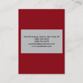 Gewoon geraffineerde Silver Grey Red Professional Visitekaartje (Achterkant)