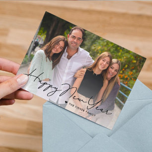 Gewoon geschreven Happy New Year fotokaart Feestdagenkaart