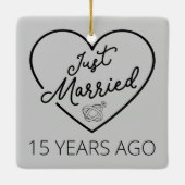 Gewoon getrouwd 15 jaar geleden keramisch ornament (Achterkant)