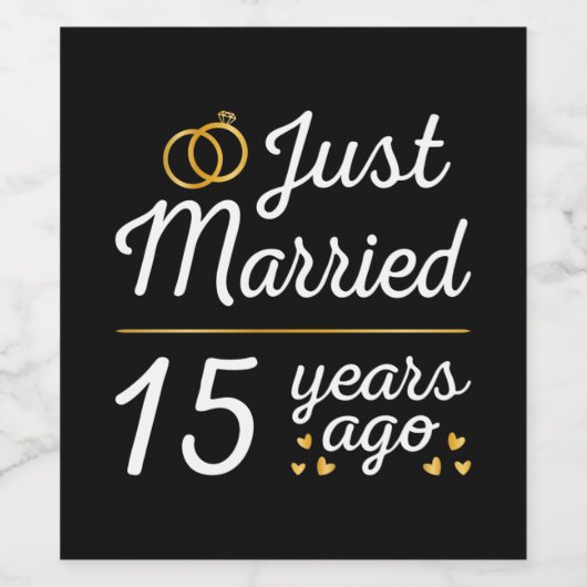 Gewoon getrouwd 15 jaar geleden wijn etiket (Enkel label)