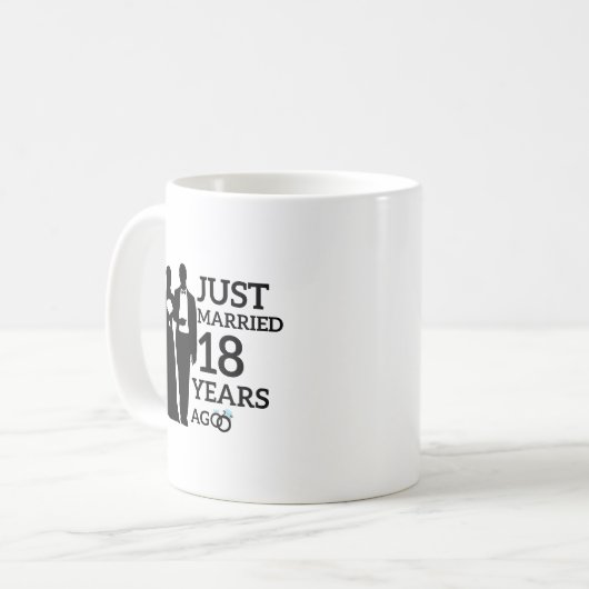 Gewoon getrouwd 18 jaar geleden, 18e Jubileum paar Koffiemok (Voorkant links)