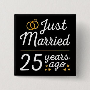 Gewoon getrouwd 25 jaar geleden II Vierkante Button 5,1 Cm