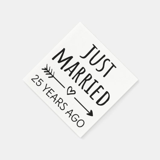 Gewoon getrouwd 25 jaar geleden servet (Hoek)