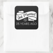 Gewoon getrouwd 25 jaar geleden V Vierkante Sticker (Tas)