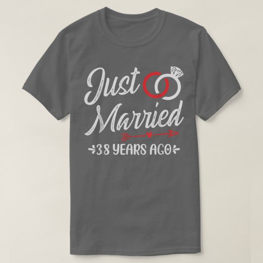 Gewoon getrouwd 38 jaar geleden, Happy 38th Weddin T-shirt (Design voorkant)