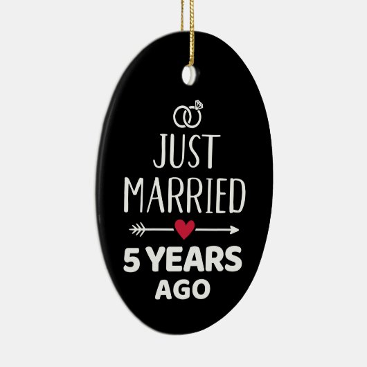 Gewoon getrouwd 5 jaar geleden, 5 jaar geleden keramisch ornament (Rechts)