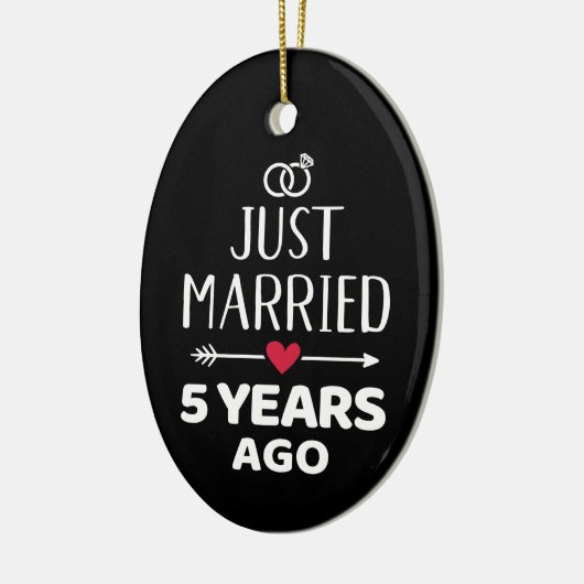 Gewoon getrouwd 5 jaar geleden, 5 jaar geleden keramisch ornament (Links)