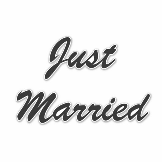 Gewoon getrouwd aangepaste script tekst bruiloft P Sticker (Voorkant)