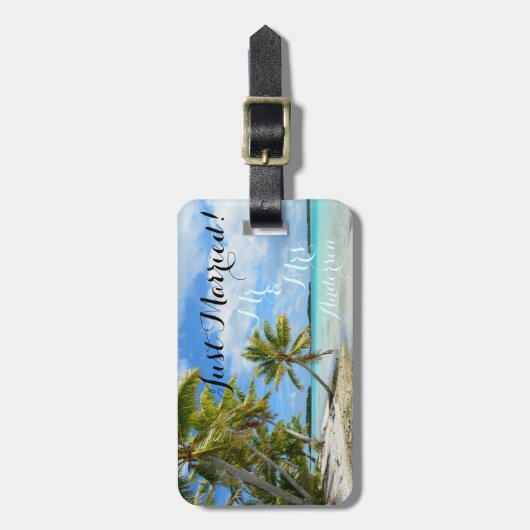 Gewoon getrouwd bagagelabel voor tropische honingr (Voorkant verticaal)