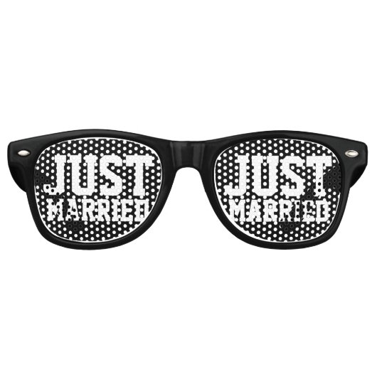 Gewoon getrouwd bruiloft tinten voor nieuw bruilof retro zonnebril (Voorkant)