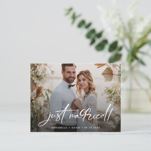 Gewoon getrouwd Elegant Briefkaart voor het bruilo (Staand voorkant)