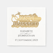 Gewoon getrouwd Elegant Gold Foil Script paar name Servet (Voorkant)