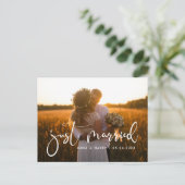 Gewoon getrouwd Elegant romantische trouwfoto Briefkaart (Staand voorkant)