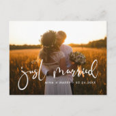 Gewoon getrouwd Elegant romantische trouwfoto Briefkaart (Voorkant)