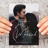 Gewoon getrouwd Elegante hand belettering bruiloft Aankondiging