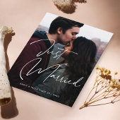 Gewoon getrouwd Elegante hand belettering bruiloft Aankondiging