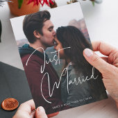 Gewoon getrouwd Elegante hand belettering bruiloft Aankondiging