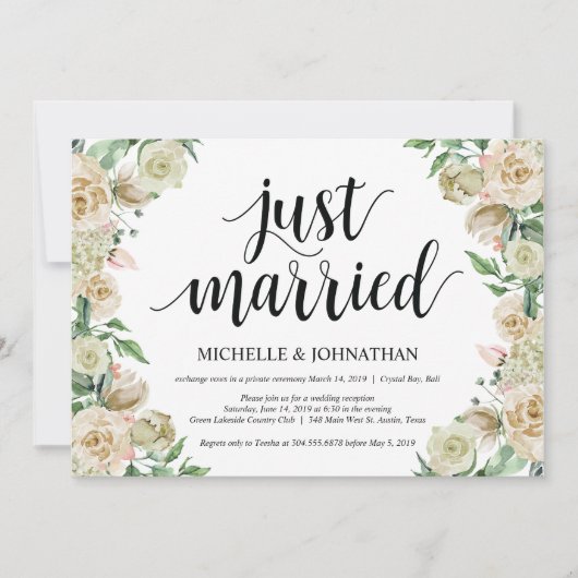 Gewoon getrouwd, Elopement Reception Kaart (Voorkant)