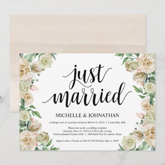 Gewoon getrouwd, Elopement Reception Kaart (Voorkant / Achterkant)