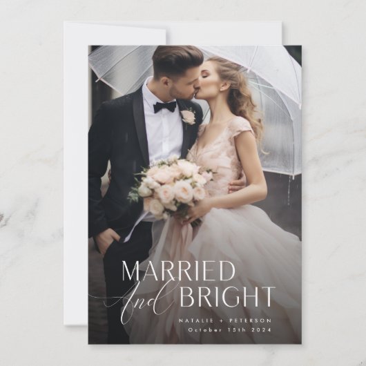 Gewoon getrouwd en heldere Pas getrouwd foto Kerst Feestdagenkaart (Voorkant)