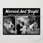 Gewoon getrouwd en heldere Pas getrouwd foto Kerst Folie Feestdagenkaart (Voorkant)