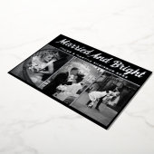 Gewoon getrouwd en heldere Pas getrouwd foto Kerst Folie Feestdagenkaart (Gedraaid)