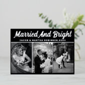 Gewoon getrouwd en heldere Pas getrouwd foto Kerst Folie Feestdagenkaart (Staand Voorkant)