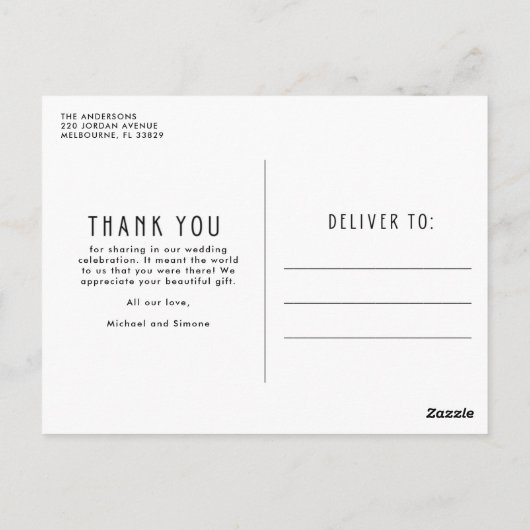 Gewoon getrouwd foto bruiloft dank u briefkaart (Achterkant)