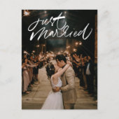 Gewoon getrouwd foto bruiloft dank u briefkaart (Voorkant)