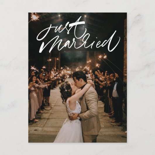 Gewoon getrouwd foto bruiloft dank u briefkaart (Voorkant)