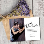 Gewoon getrouwd foto bruiloft dank u briefkaart<br><div class="desc">Gewoon getrouwd foto bruiloft dank u briefkaarten,  met behulp van de sjabloon - upload uw favoriete trouwfoto en pas de voorkant van de kaart met namen. De achterkant van het briefkaart wordt leeg gelaten voor een handgeschreven bericht. Voeg uw retouradres toe om afgedrukt te worden.</div>