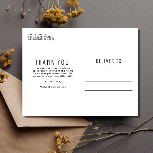 Gewoon getrouwd foto bruiloft dank u briefkaart