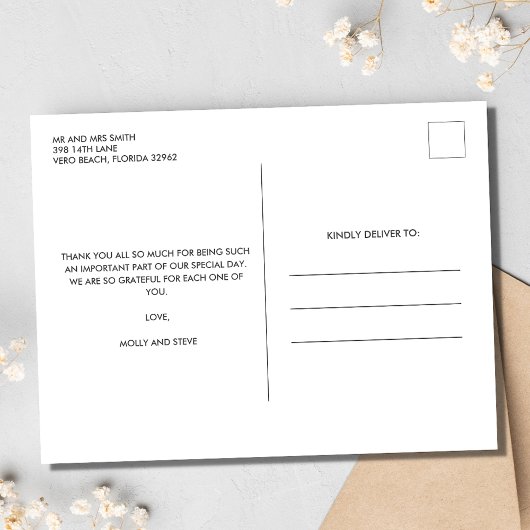 Gewoon getrouwd foto bruiloft dank u briefkaart