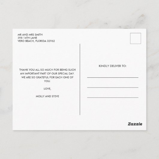 Gewoon getrouwd foto bruiloft dank u briefkaart (Achterkant)