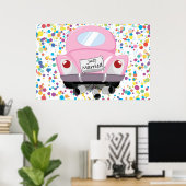 gewoon+getrouwd, getrouwd+auto,cartoon+huwelijk+au poster (Thuiskantoor)