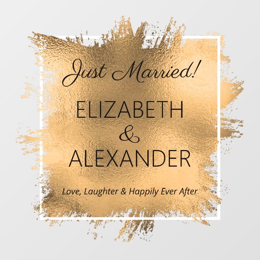 Gewoon getrouwd. Gold Faux Folie Window Cling Raamsticker (Vel)